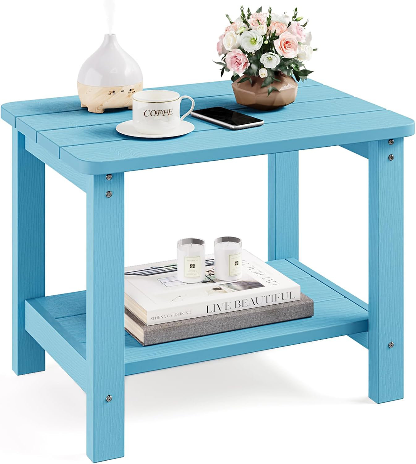 Highland Dunes 22.8" Adirondack Allweather Side Table, 2tier